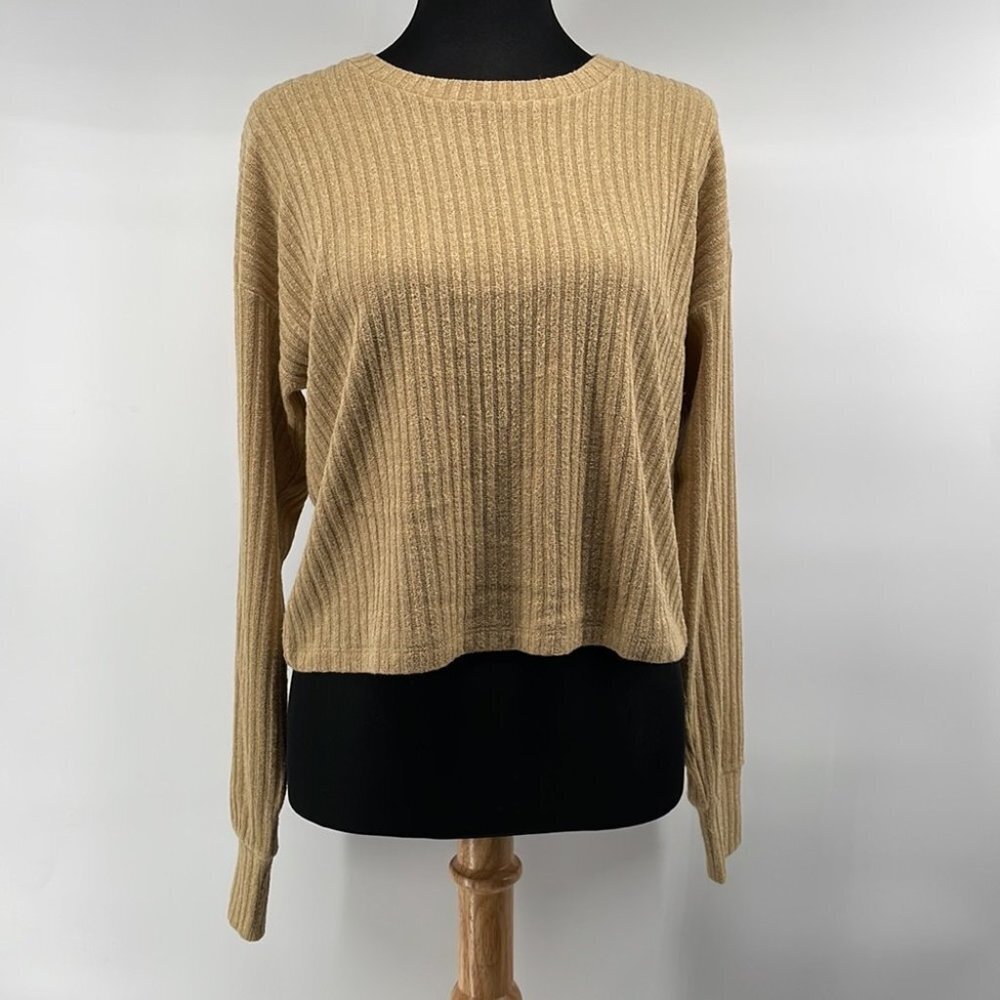 Aritzia Tan Ribbed Knit Top - Picture 3 of 9